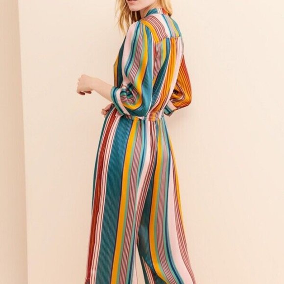 dRA Los Angelos Dream in Colour Jumpsuit Belted Wide Leg Multicolour Striped Jum - Picture 2 of 14